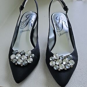 J.Renee Black Heels with Crystal Accents
